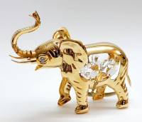 Сувенир "Слон", 8*7,5 см, металл, покрытие - золото 24 к., кристаллы Сваровски, США, новый