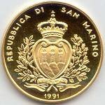 (№1991km274) Монета Сан-Марино 1991 год 2 Scudi (Темп е Libertagrave)