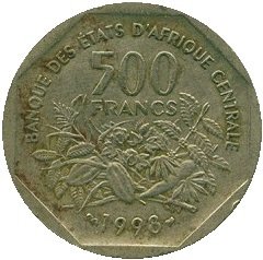 () Монета Центральная Африка 1998 год 500 франков КФА &quot;&quot;  Медь-Никель  UNC