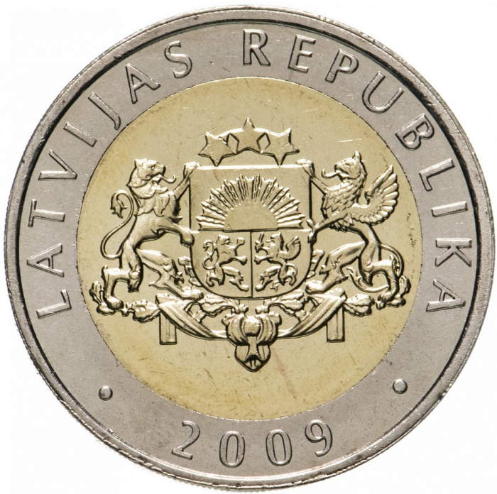 (2009) Монета Латвия 2009 год 2 лата &quot;Корова&quot;  Биметалл  XF