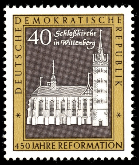 (1967-076) Марка Германия (ГДР) &quot;Церковь в замке&quot;    Реформы, 450 лет II Θ