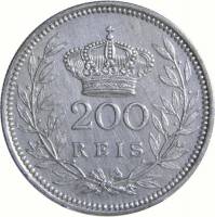 (№1909km549) Монета Португалия 1909 год 200 Reacute;is