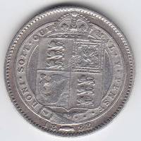 (1888) Монета Великобритания 1888 год 1 шиллинг "Королева Виктория"  Серебро Ag 925  VF