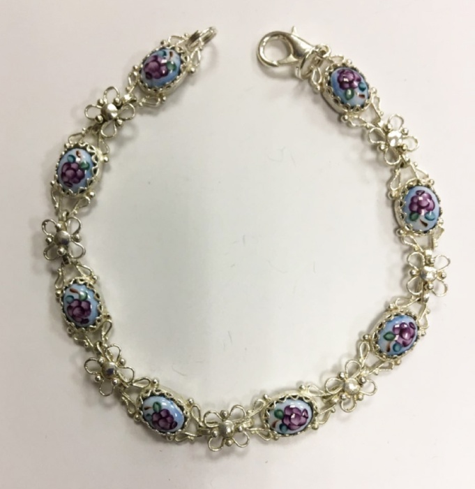 Браслет &quot;Финифть&quot;, серебрение (сост. на фото)