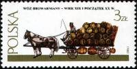 (1980-061) Марка Польша "Повозка с пивом"    Гужевые повозки III Θ