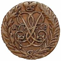 (1758) Монета Россия-Финдяндия 1758 год 1/4 копейки   Полушка Медь  VF