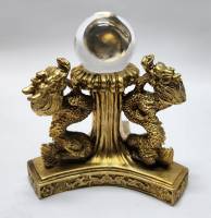 Статуэтка Фэн-шуй Три дракона с жемчужиной, стеклянным шаром (сост. на фото)