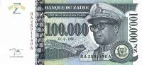 (,) Банкнота Заир 1996 год 100 000 новых заиров "Мобуту Сесе Секо"   UNC