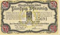 (№1920) Банкнота Германия 1920 год "50 Pfennig"