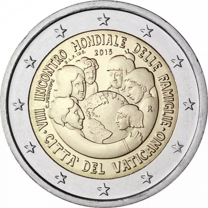 (13) Монета Ватикан 2015 год 2 евро &quot;VIII Всемирная встреча семей в Филадельфии&quot;   PROOF