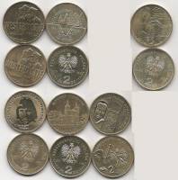 (173 175 179 180 183 186 6 монет по 2 злотых) Набор монет Польша 2009 год   UNC