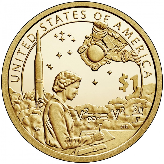 2019d Монета США 2019 год 1 доллар Космическая программа  Сакагавея Латунь  UNC