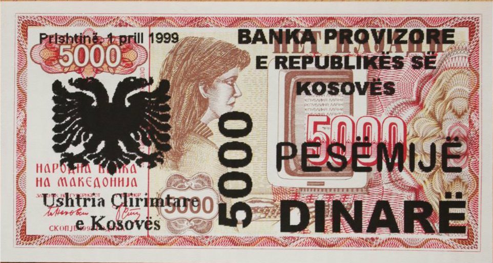 (№1999P-NL17) Банкнота Косово 1999 год &quot;5,000 Dinare &quot;Македонский денар&quot;