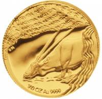 (№2001km264) Монета Южная Африка 2001 год 1/10 Ounce (Натура - питьевой Сернобык)