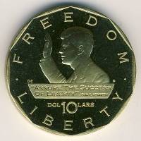 (1995) Монета Маршалловы Острова 1995 год 10 долларов "Джон Фицджеральд Кеннеди"  Латунь  PROOF