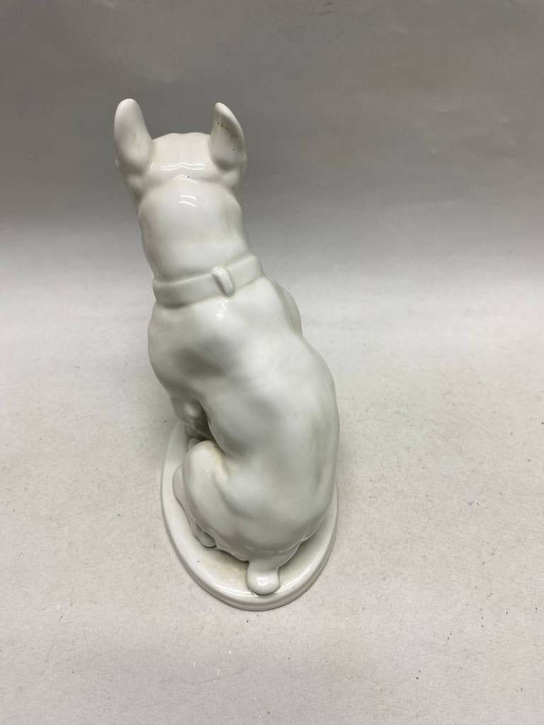 Статуэтка бульдог белый фарфор ЛФЗ 