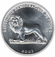 (№2002km79) Монета Демократическая Республика Конго 2002 год 50 Centimes (Горилла)