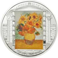(2010) Монета Острова Кука 2010 год 20 долларов "Винсент Ван Гог. Подсолнухи"  Серебро Ag 999  Короб