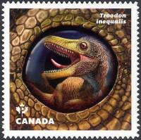 Марка из набора Канада 2016 год "Троодон старший", Гашеная