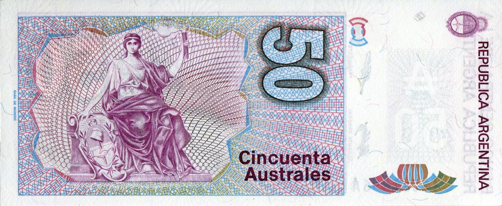 (1988) Банкнота Аргентина 1988 год 50 аустралей &quot;Бартоломе Митре&quot;   UNC