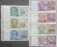 (1985-1990, 1, 5, 10, 50, 100, 500, 1000 аустралей) Набор банкот Аргентина 1985-1990 год    UNC