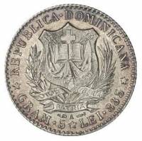 (№1891km11) Монета Доминиканская Республика 1891 год 1 Franco