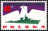 (1963-057) Марка Польша "Военный корабль"   20 лет Народной Армии I Θ