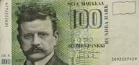 (1986 Litt A) Банкнота Финляндия 1986 год 100 марок "Ян Сибелиус" Holkeri - Vanhala  UNC
