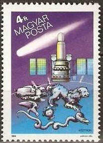 (1986-005) Марка Венгрия &quot;Спутник Астрон СССР&quot;    Комета Галлея II Θ