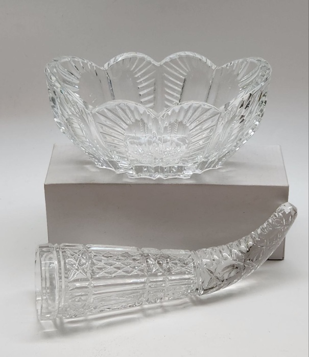 Салатник овальный ладья и рог русталь СССР