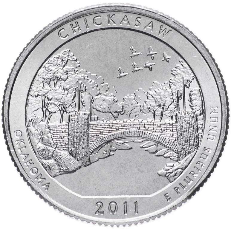 (010d) Монета США 2011 год 25 центов &quot;Чикасо&quot;  Цветной аверс Медь-Никель  COLOR. Цветная