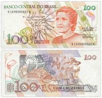 (1990) Банкнота Бразилия 1990 год 100 крузейро "Сесилия Мейрелеш"   UNC