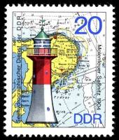 (1975-039) Марка Германия (ГДР) "Кротовый огонь"    Маяки III O