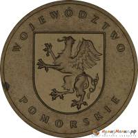 (068) Монета Польша 2004 год 2 злотых "Воеводство Поморское"  Латунь  UNC