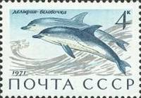 1971-073 Марка СССР Дельфин-белобочка   Млекопитающие - обитатели морей и океанов II O