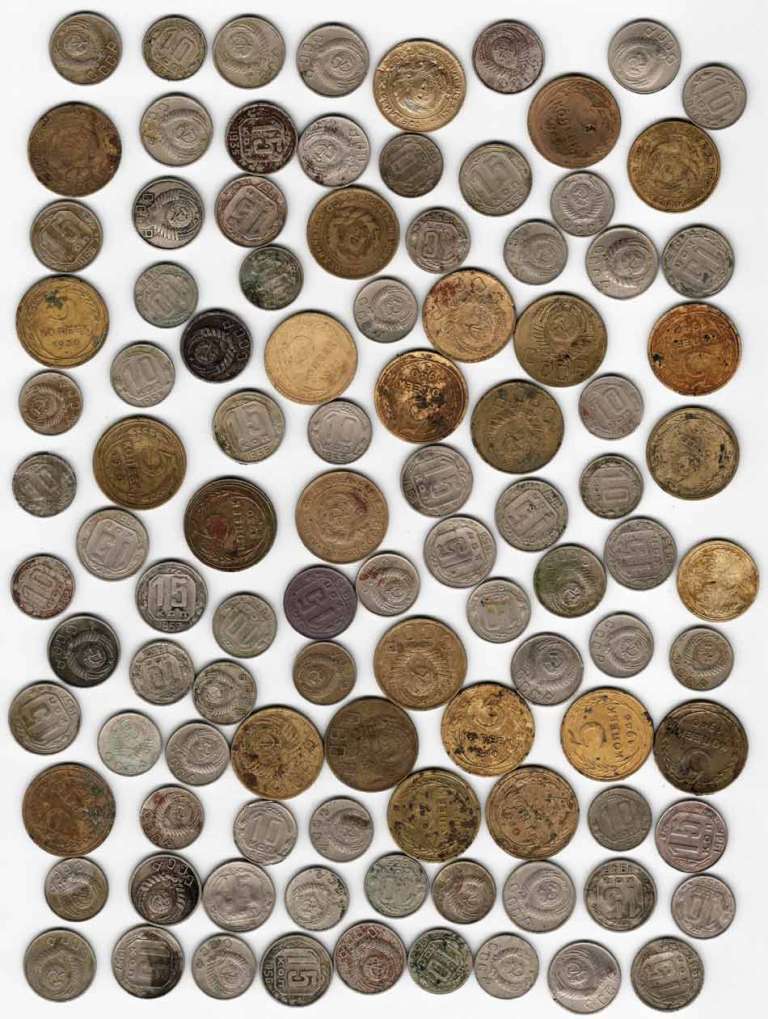 Набор монет СССР 1930-1957 годы (Состояния, номиналы и годы на фото) (102 штуки)