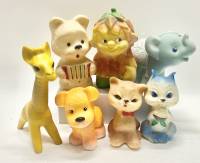 Игрушки резиновые 7 шт СССР лесовик кошка собака белка жираф слон медведь 