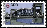 (1988-076) Марка Германия (ГДР) "Подъемный мост, Магдебург"    Мосты II Θ