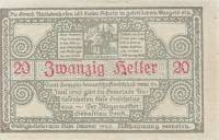 (№1920) Банкнота Австрия 1920 год "20 Heller"