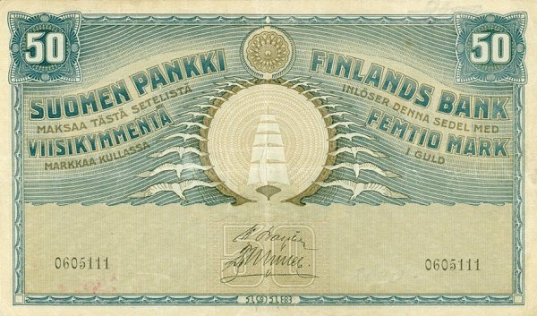 (,) Банкнота Финляндия 1918 год 50 марок    UNC
