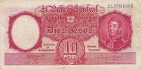 (№1943P-265c) Банкнота Аргентина 1943 год "10 Pesos"