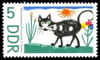 (1967-036) Марка Германия (ГДР) "Кот"    День защиты детей III O