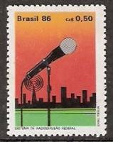 (№1986-2183) Марка Бразилия 1986 год "Федеральное Радио", Гашеная