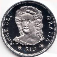 (2008) Монета Британские Виргинские острова 2008 год 10 долларов "Королева Анна"  Серебро Ag 925  PR