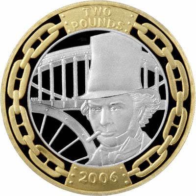 (2006) Монета Великобритания 2006 год 2 фунта &quot;И.К. Брюнель. 200 лет со дня рождения&quot;  Биметалл  Бук