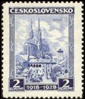 (1928-010) Марка Чехословакия "Брно"    10-летие республики III Θ