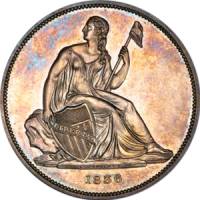 (1836) Монета США 1836 год 1 доллар  1. Аверс без звёзд  AU