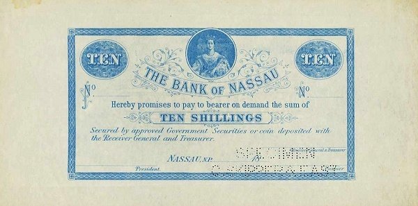 (№1870P-A3) Банкнота Багамские острова 1870 год &quot;10 Shillings&quot;