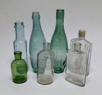Бутылки, набор 7 шт., стекло, СССР (сост. на фото)