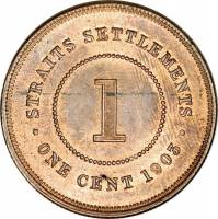 (№1903km19) Монета Стрейтс Сетлментс 1903 год 1 Cent